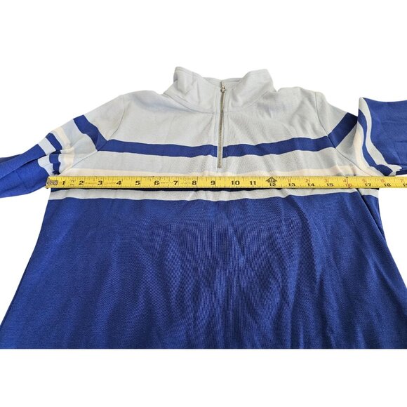 Karen Scott Sport Womens 1/4-Zip Pullover Top Blue Striped Size S NWOT - Picture 5 of 11